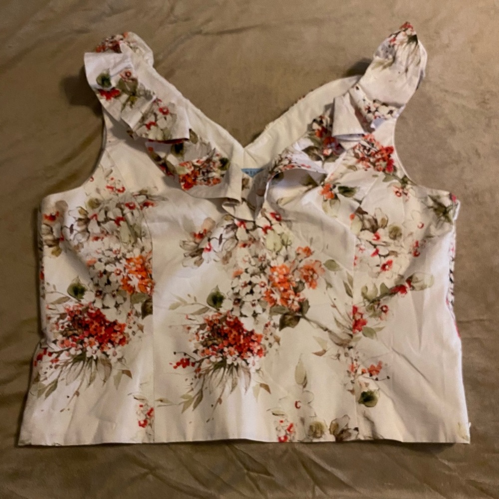 Floral Ruffle Strap Top